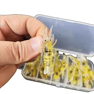 30PCS Soft Shrimp Fishing Lures Set for Bass Trout Saltwater Fishing Realistic Silicone Bait with Sharp Hooks