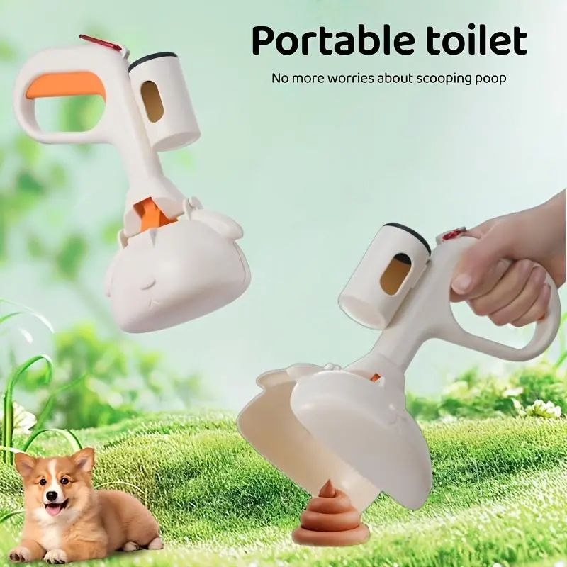 Foldable Manual Pet Poop Scooper with Poop Bags - Compact, Portable Single-Item Waste Picker for Dog & Cat Litter Daily Cleaning Tool