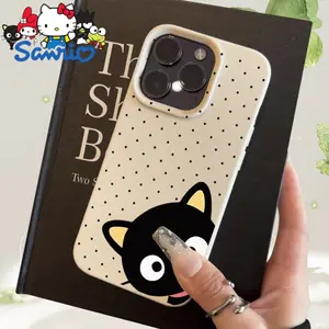 Phone Case - Phone Case: Sanrio with Creative Polka Chococat Pattern Large Hole White Phone Case Suitable for Iphone 17 Air 17Pro 17Pro Max 16 15 14 13 12 11 Pro/ Pro Max/ Plus, Unisex High-Value Gift Imitation Liquid Printed Phone Case