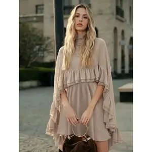 Ocean Style 2-Piece Chiffon Dress Set |   Semi-Sheer Chiffon Cape & Matching Slip Dress