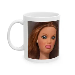 Funny Disgusted Doll Reaction Coffee Mug, Judging Face Meme Mug, Side Eye Reaction Humor Cup, Savage Meme Novelty Mug, Sarcastic Coffee Gift