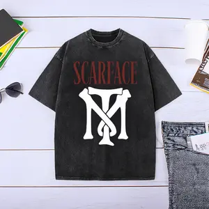Scarface Classic Red & White Logo Retro Washed T-shirt, Oversized Tee, Ideal for Daily Wear, Themed Outfits & Fan Collections