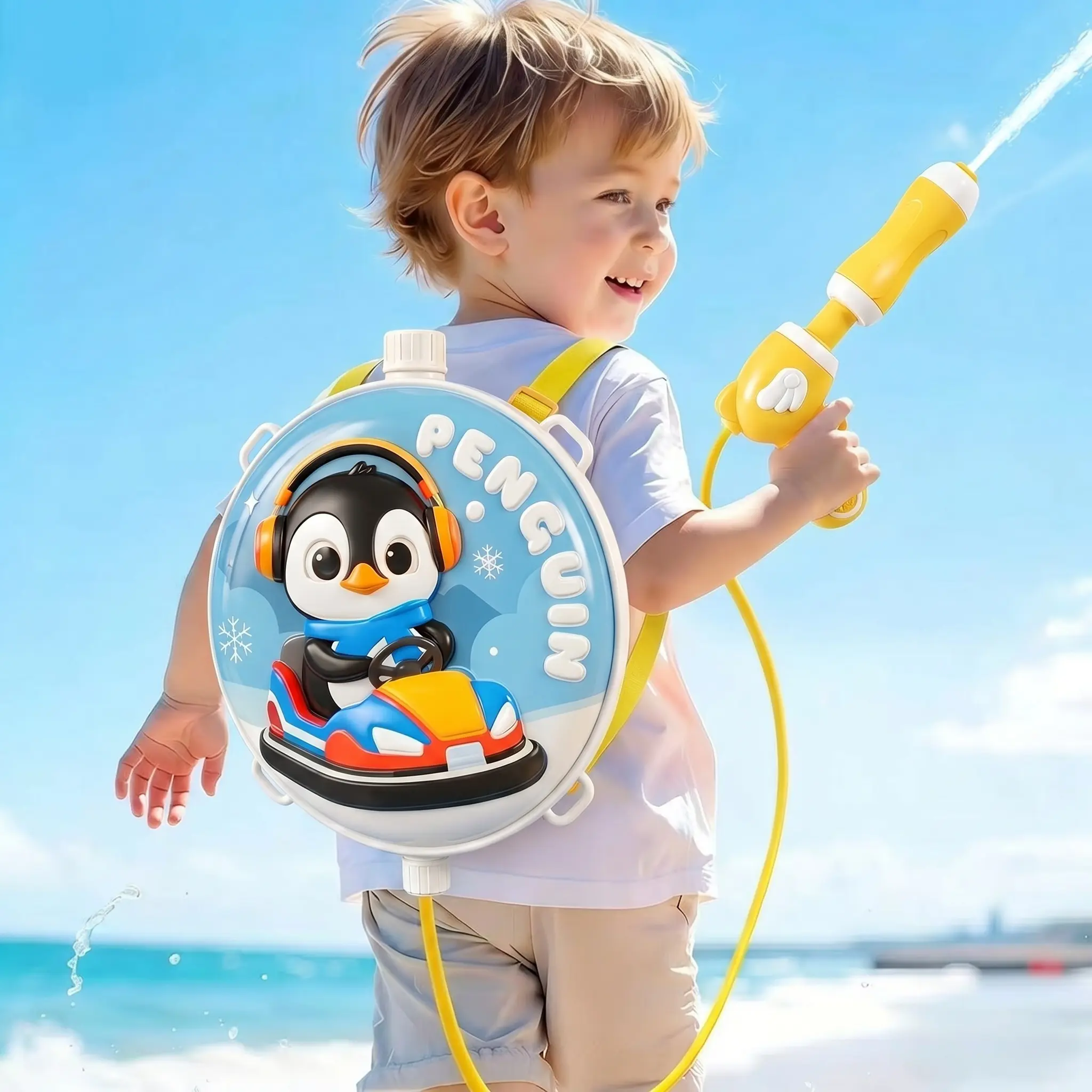Backpack Water Gun Pool Toys for Kids, 1.3L Cartoon Summer Outdoor Toddler Water Gun Toys with Adjustable Straps for Swimming Pool, Backyard, and Beach Water Fight Games Squirt guns for kids ages 5-14 party toy outdoorfun