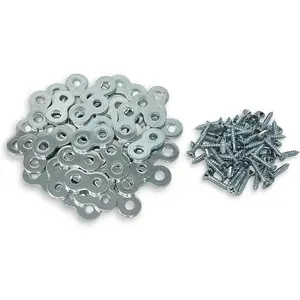 30-Pack with Screws - Heavy Duty Figure 8 Table Top Connector or Desk Top Fastener Clip - 12 Gauge Steel
