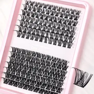 161pcs Diy Eyelash Clusters 10-16mm Mix Length D Curl Fluffy Wispy Individual Lashes, Reusable DIY Eyelash for Beginners Daily/Party