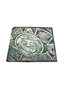Billetera Vaquera con Calendario Azteca de Piel Men’s Western Style Leather wallet with Aztec Calendar