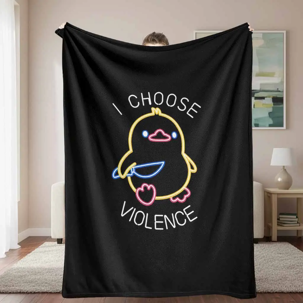 Cute Neon Duck Flannel Blanket - Cartoon Glow Style Print, Soft, Warm, Lightweight, Cozy, Breathable, Wrinkle Resistant, Durable Throw - Machine Washable, Travel-Friendly for Bedroom, Living Room, Gift Use