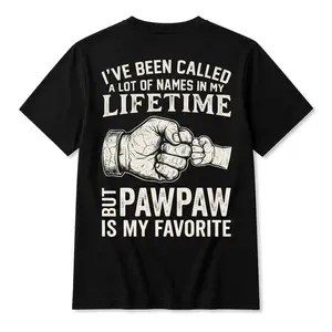 Men's Cotton Vintage Fist Bump Pawpaw Name Graphic Short-Sleeve T-Shirt - Streetwear, Tropical Funny Grandpa Father's Day Gift Tee, Casual Menswear Top dad dad tee father funny father day