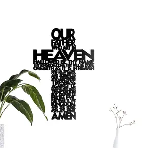 Classic Jesus Cross Design with Scripture Revelation, Metal Religious Home Decor, Christian Faith Inspiration Wall Art, Religious Decoration