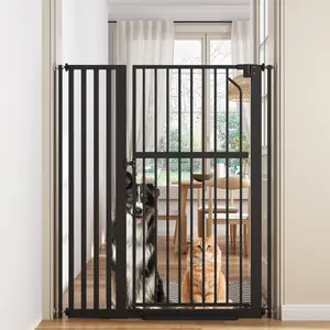 55.1" Extra Tall Pet Gate for Cat/Dog, Adjustable 29.9-45.3" Wide Auto Close Tall Cat Gate, No Drilling Pressure Mount Kit, Dog Gate for Doorways, Hallways, Kitchen, Black