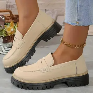 Womens Loafers Shoes Platform Chunky Penny Loafer Lug Sole Comfortable Slip On Work Office Business Casual Dress Shoes, US Size 5-11.5