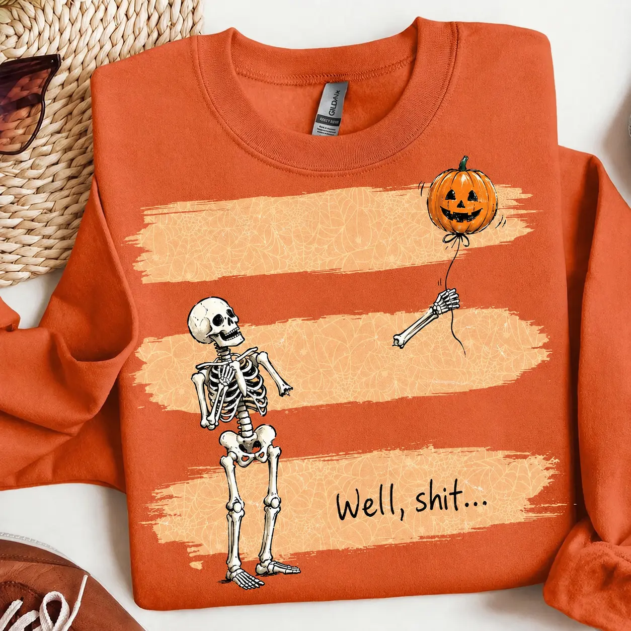 Funny Skeleton Lost Balloon Sweatshirt, Well Shit Halloween Sweater, Dark Humor, Gothic Sarcastic Skeleton, Halloween Shirt