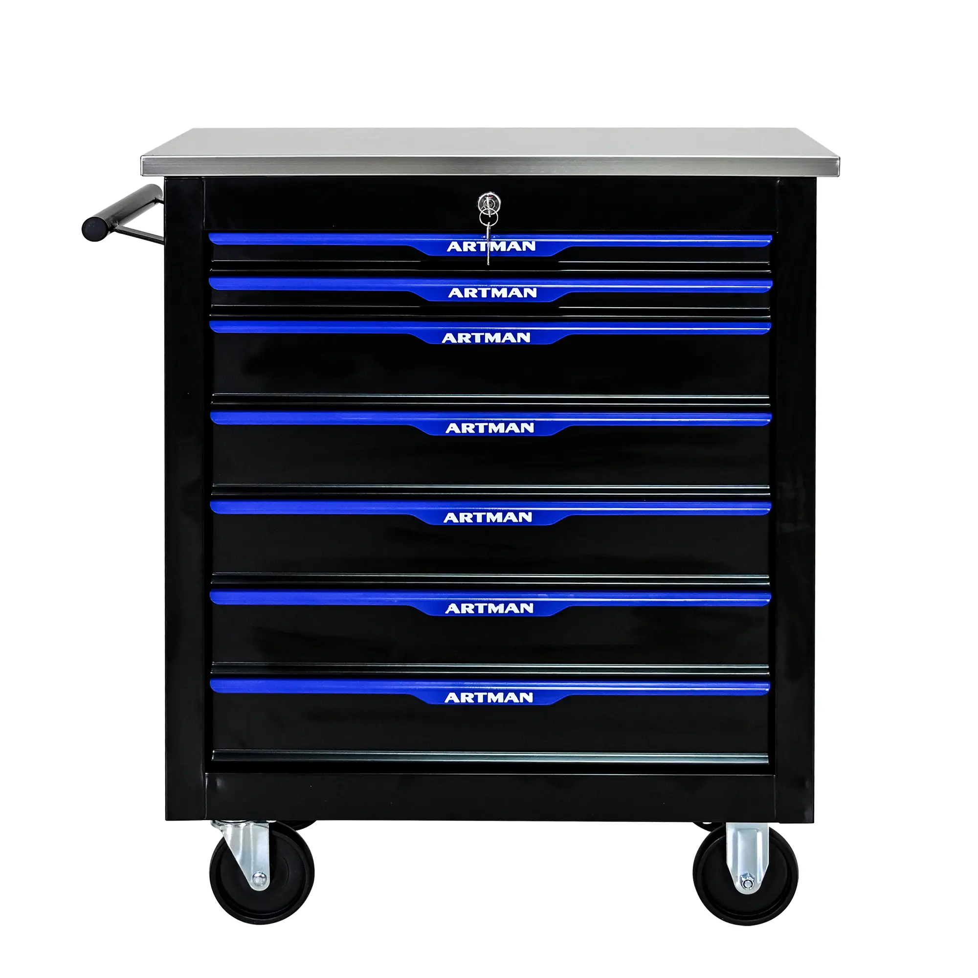 7-Drawer Rolling Tool Chest with Lock&Keys and Swivel Casters,Portable Tool Box with Multifunctional Countertop