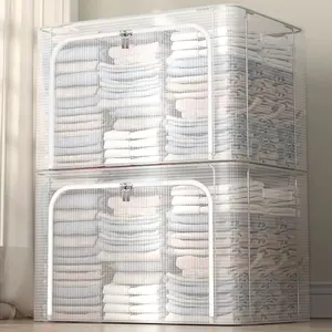 Transparent Clothes Storage Box, Visible Clothing Bag, Foldable Closet Organizer, Dormitory Cabinet Storage Box, Home Essential