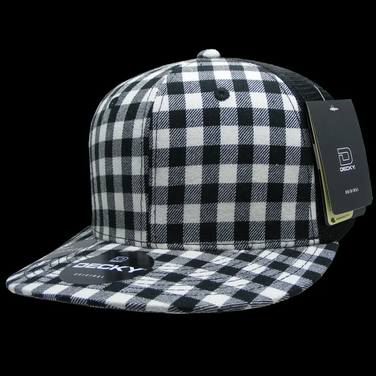212 MAIN Unisex Casual Vintage Baseball Cap - Cotton-Nylon Mesh Retro Trucker Hat, High Crown, 6-Panel Structured, Plaid Print, Snap Closure, Sweatband, Universal 1-Size Fits Most, Dog & Cat Pet Supply Everyday Hat, 6016-151 151-Black