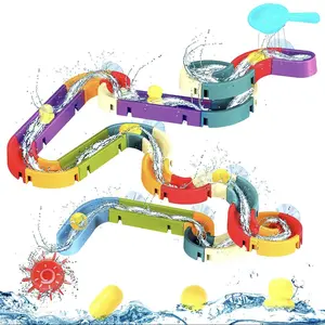 Children's Multi-Channel Water Playset with Floating Animals and Shape Builders for 3-4-8 Year Olds, Safe Bath Toys for Boys and Girls