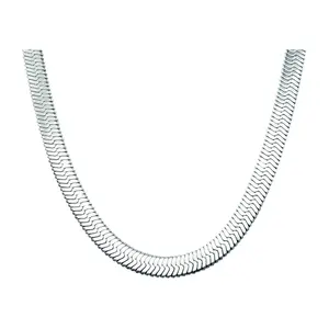 Mens Polished Stainless Steel Herringbone Link 20" Chain Necklace