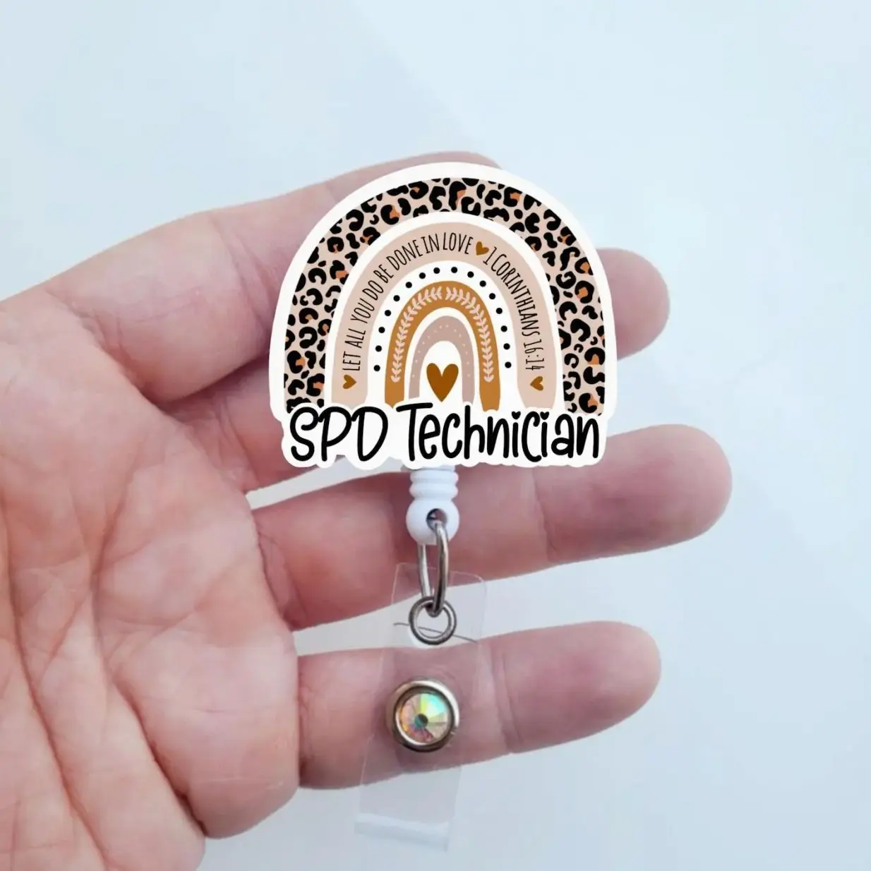 SPD Technician Badge Reel, Clean & Disinfect Design, Retractable ID Holder, Hospital SPD Gift 1ZQ