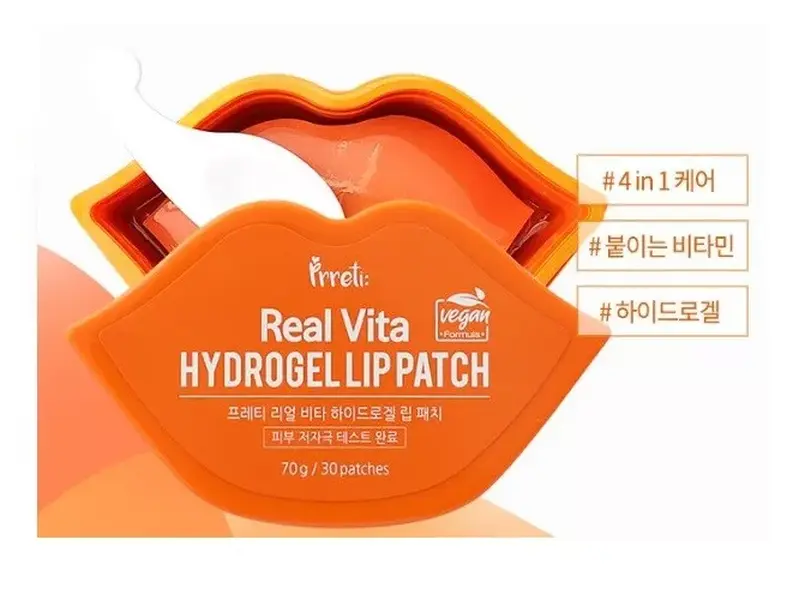 PRRETI Real Vita Hydrogel Lip Patch - Nutrition, Moisturizing, Wrinkle Care, Exfoliation - 70g/30patches - Peel, Skincare