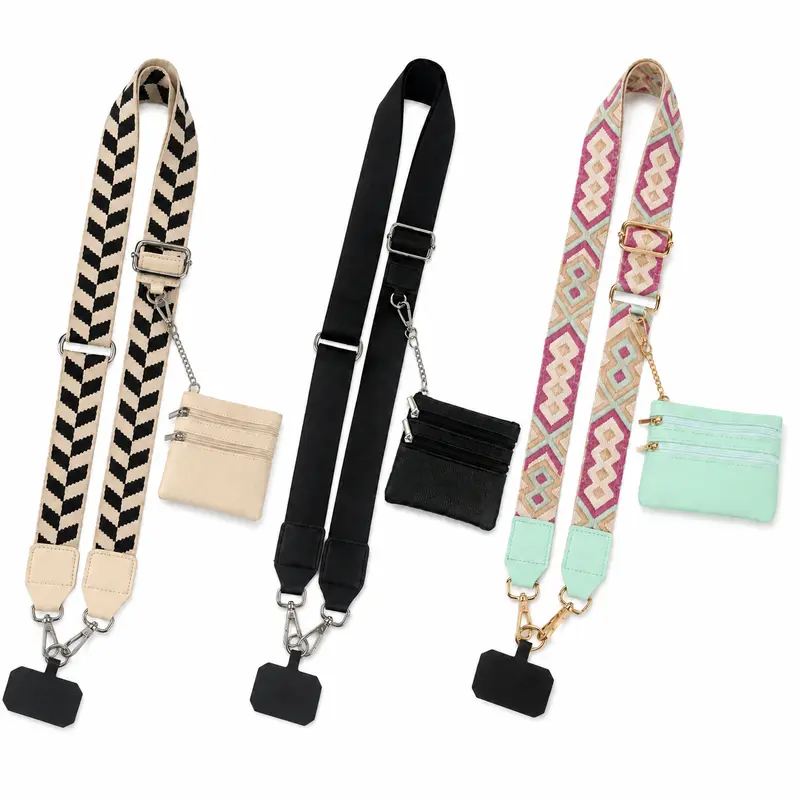 Adjustable Detachable Crossbody Phone Strap with Zipper Wallet Pouch, Clip Attachment, Wrist Strap Functionality & Wallet Phone Lanyard - Adjustable Length Mobile Accessory for iPhone 17