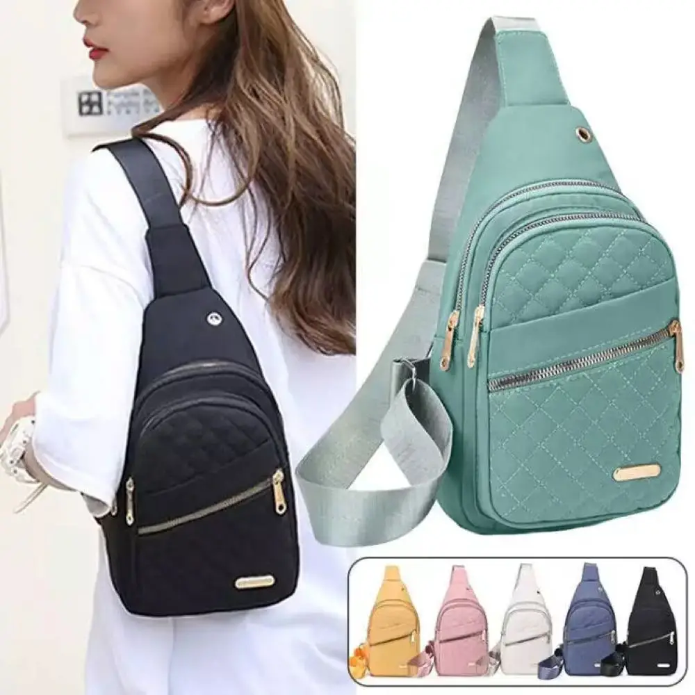 Summer Quilted Fanny Pack, New Outfits 2025 All-match Large Capacity Crossbody Bag, Casual Solid Color Designer Chest Bag for Daily Use, Unique Bags,