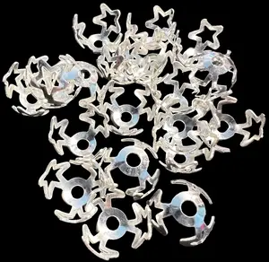 BC1- (20PCS) 15mm Aluminum Silver Star Bead Caps for Bead Covers