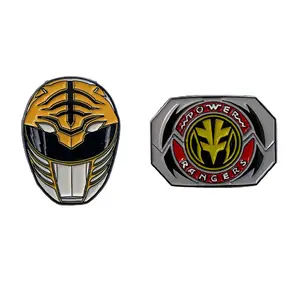 Power Rangers White Ranger Mask and Emblem Tommy 2 Pack Enamel Pin Set