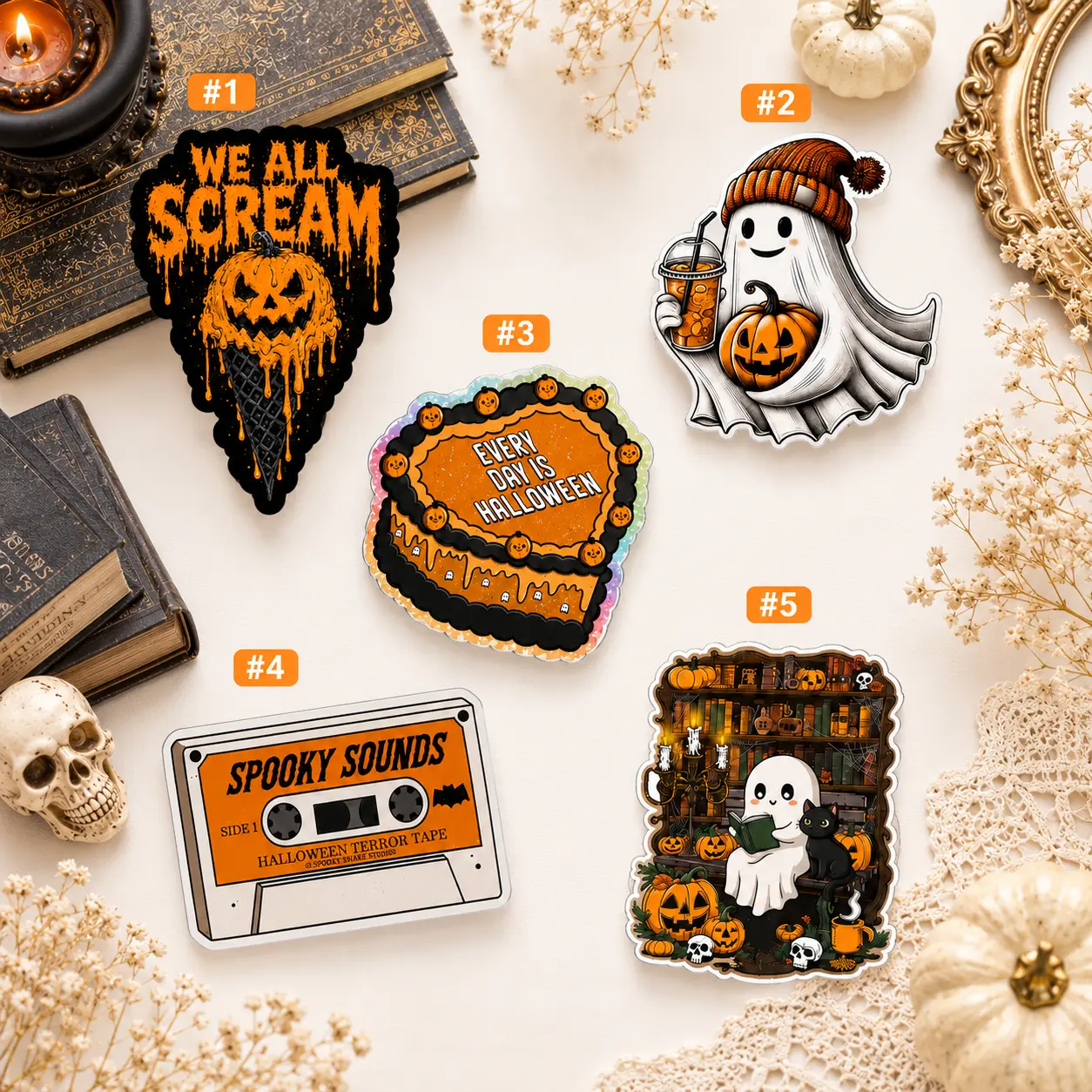Halloween Magnetic Phone Grip Set, Cute Spooky Ghost Pumpkin Acrylic Phone Grip & Stand, Fall Aesthetic Phone Holder