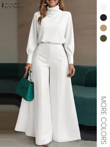 Women's Comfortable Knit Tweed Set, Loose Shoulder Turtleneck Shirt & Casual Pants, Perfect for Daily Wear, Woven Fabric, Relaxed Fit