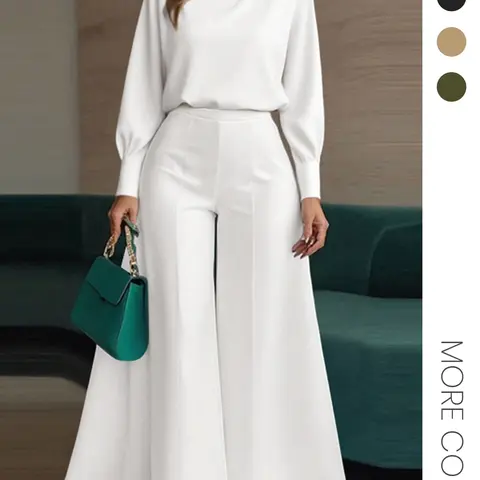Women's Comfortable Tweed Set, Oversized Womenswear Chic Elegant Outfit Suits Loose Shoulder Long Sleeve High Neck Turtleneck Shirt & Casual Pants, Perfect for Daily Wear, Woven Fabric, Relaxed Fit