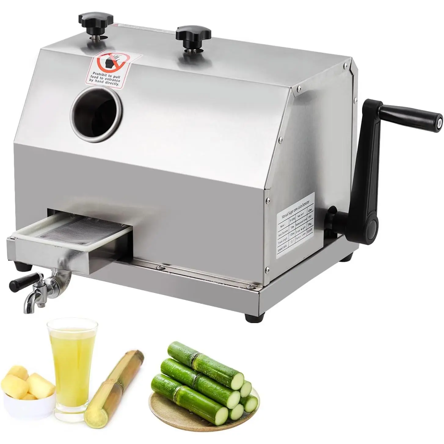 Sugar Cane Juicer,Manual Sugar Cane Juicer Machine, Sugar Cane Press With 3 Stainless Steel Drums, Sugarcane Juice Machine With 110LBS/H, Suitable for Home,Commercial