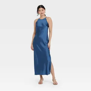 Women's Satin Halter Maxi Slip Dress - A New Day