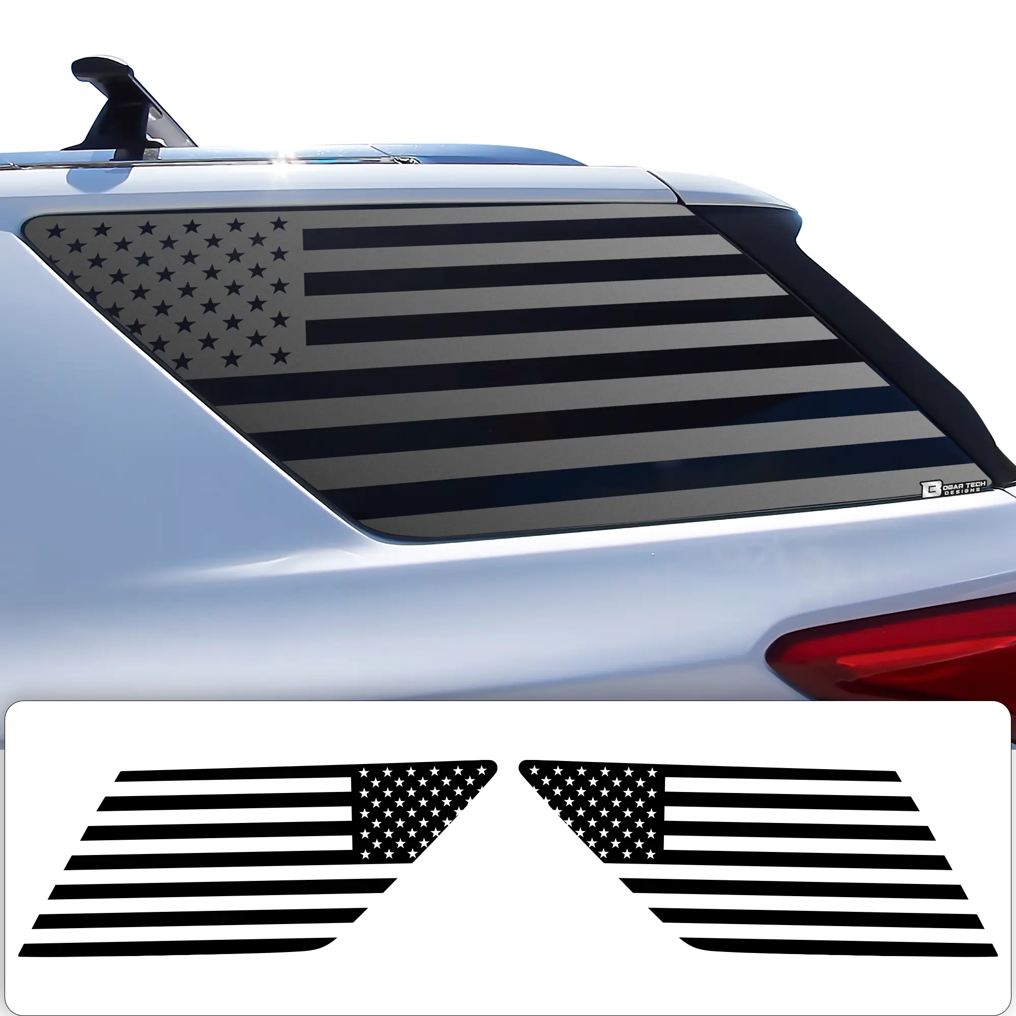 Precut American Flag Rear Side Quarter Window Decal Sticker Fits Chevy Traverse 2018-2022