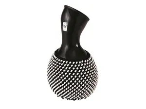 Toca T2151B Fiberglass Shekere, Black, Handmade Durable Shells, Hand Strung White Beads, Plastic Beads, Full-Body Shaker Sounds