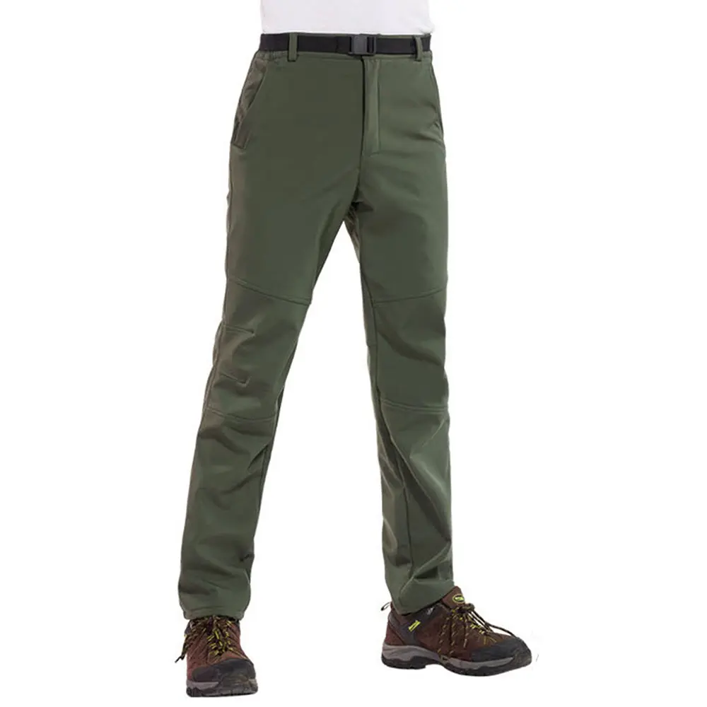 Men's Snow Ski Hiking Pants Waterproof Winter Fleece Lined Pants Camping Skiing Ice Fishing Pants with Belt