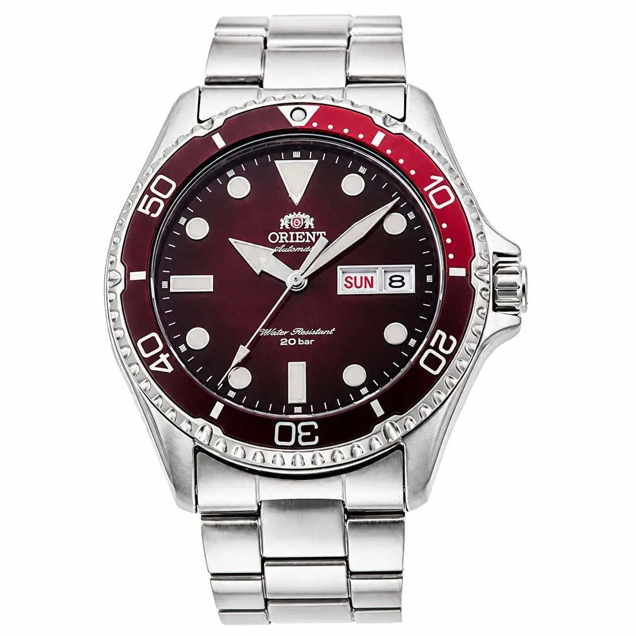 Orient Men Automatic Diver Watch 200M Waterproof Rotating Bezel Luminous Index Day Date Display Stainless Steel Bracelet Pepsi Teal Black Dial Sport Mechanical Diving Wristwatch Men Fashion Casual Gift Watch