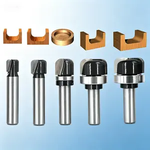 Cove and Round Nose Router Bit Set 1/2 Inch Shank, 5-Piece Carbide Tipped Template Kit for Juice Grooves, Ideal for Woodworking Bowls Trays and Boards, Circle Cutting Tools for DIY Projects, Durable Professional Grade Bits