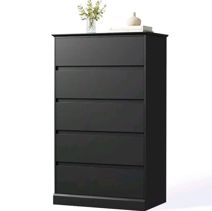 Seeday 5 Drawer Dresser, Modern Dresser Closet Dresser, Black Dressers for Bedroom