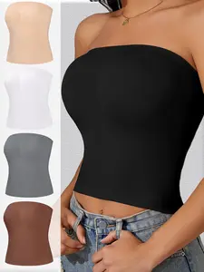 Strapless Camisole Women's Seamless Invisible Breathable Underwear Beautiful Back Anti-Exposure Wrapped Camisole Underwear Womenswear Tops