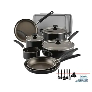 Easy Clean 22 Piece Nonstick Aluminum Pot and Pan Set, Black