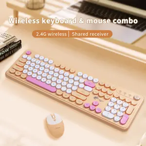 Punk-style wireless keyboard and mouse set with volume control, suitable for desktops, laptops, office and gaming use