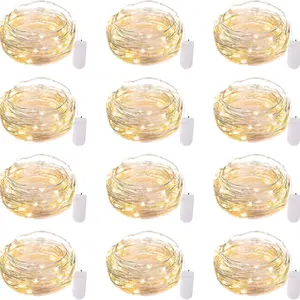 12 Pack LED Fairy Lights Battery Operated String Lights - 7ft 20LED Waterproof Silver Wire Firefly Starry Moon Lights for DIY Crafts Wedding Table Centerpieces Party Ramadan Decorations