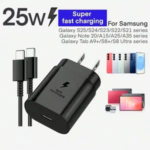 25W Super-Fast Type-C Charger, optional 3.3ft C-C cable included, suitable for Compatible with Samsung S26/S25/S24/S23/S22 series and Compatible with iPhone 17/16/15 series, perfect for home, office, and travel use.