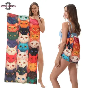 2-In-1 Convertible Beach Towel & Drawstring Backpack, Oversized Sand Resistant Quick Dry Mat, Ideal for Beach, Pool and Outdoor Travel