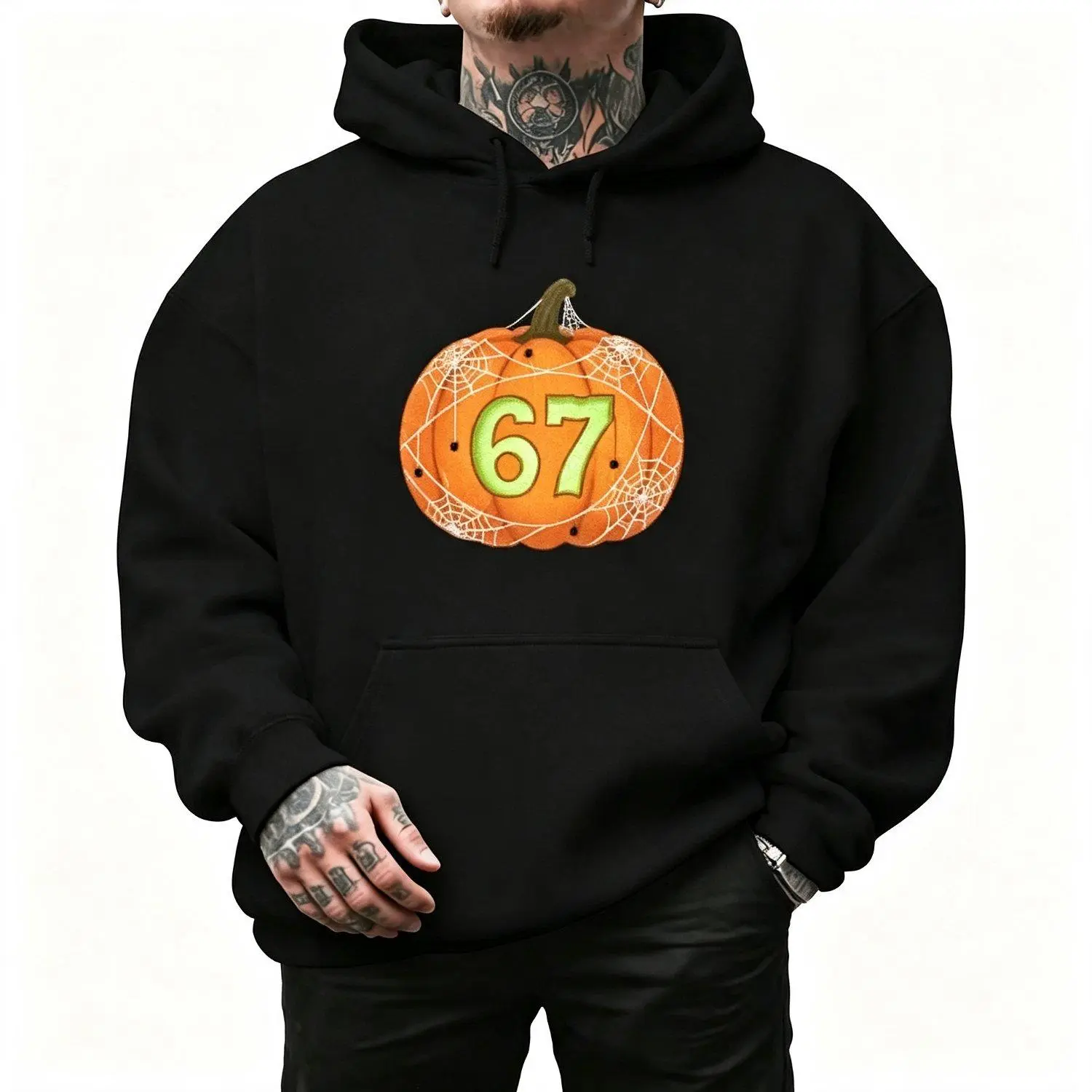 Hoodie Sweatshirt Halloween Meme Six Seven Gen Alpha Slang Pumpkin Performance Casual Pullover Sweatshirt Stylish Trendy Apparel
