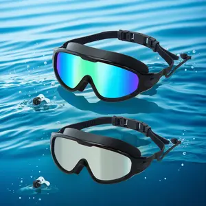 GOECI Swim Goggles 2 Pack for Kids Men Women, No Leaking 180° Swim Glasses, Easy to Wear, Wide View, Anti-Fog, UV Protection, Comfortable Fit, Suitable for Men Women Kids