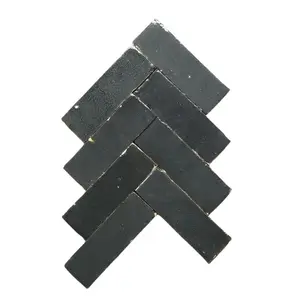 Handcrafted Moroccan Zellige Charcoal Bejamt 2" x 6" Tiles – Eco-Friendly & Durable