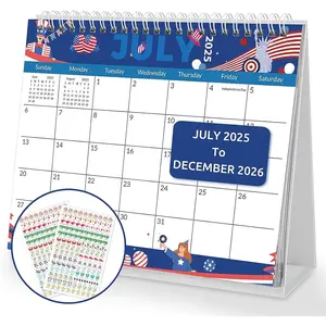 Desk Calendar 2025-2026, Small Desk Calendar 2025, 18 Months from July 2025-December 2026, 8.3" x 6.7" Desktop Stand Up Small Calendar for Home & Office, Holiday Theme