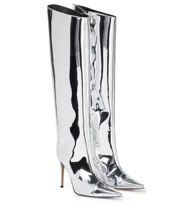 Alexandre Vauthier metallic Mirrored pointed-toe boots Metallic Silver 6