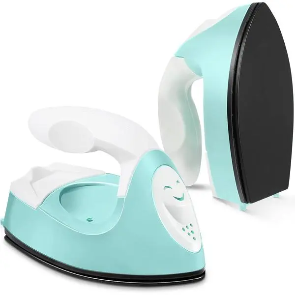 Honoson Mini Craft Iron with Charging Base Tiny,Mint Green | Portable Press for Fuse Bead Patch Vinyl Crafts, Compact Flatiron 3.93x2.36x2.76 Size, Perfect for DIY Heat Transfer Projects